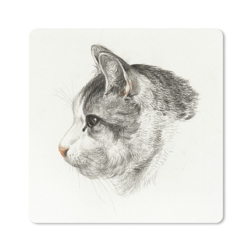 MuchoWow Mauspad Mousepad Kopf einer Katze, nach links - Gemälde von Jean Bernard 30x30 cm - Mousepads - Maus Mat - Pad - Mausunterlage - Gaming