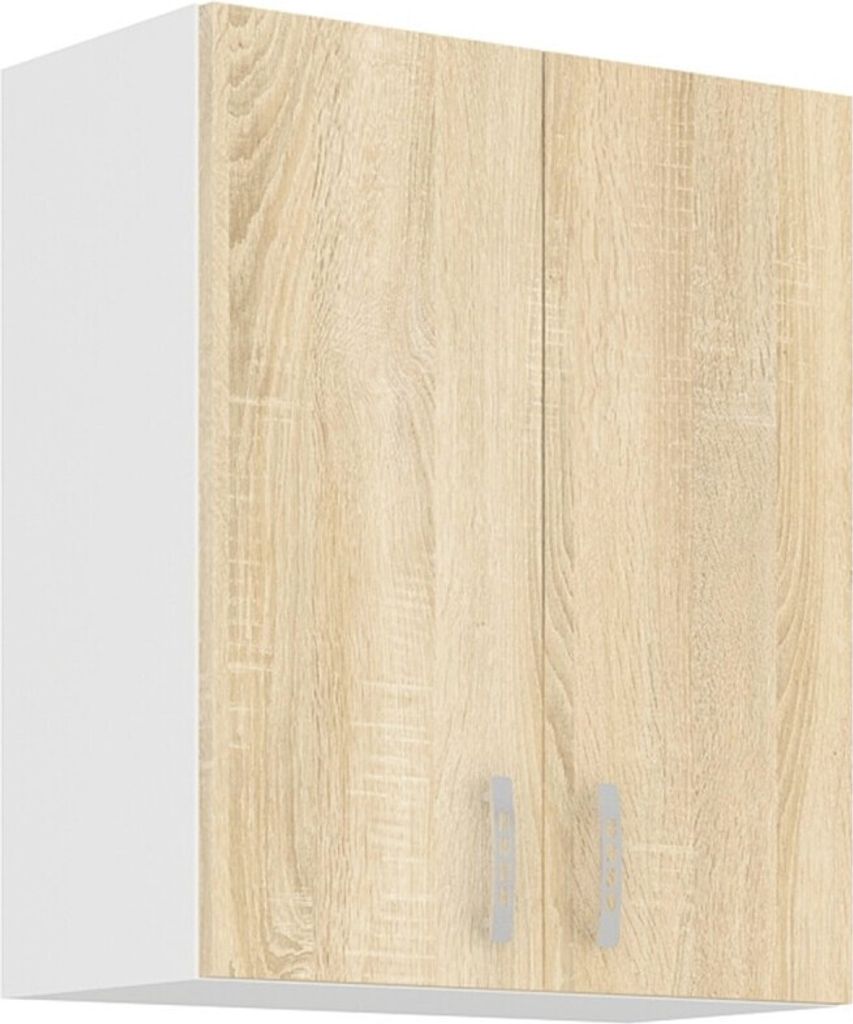 A wall-mounted kitchen cabinet with two doors.