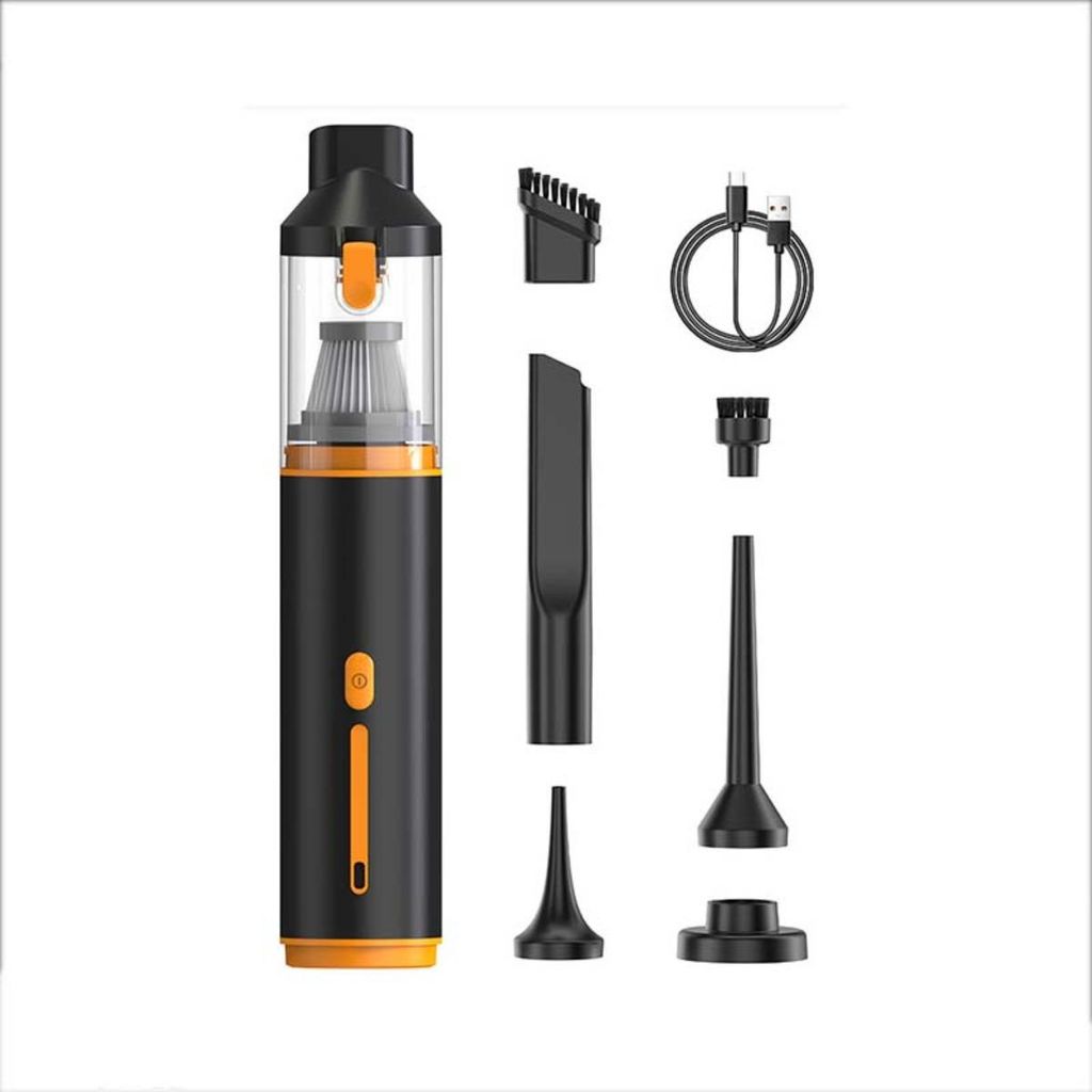 INF Kabelloser Handstaubsauger mit Bürstenlosem Motor, 16000Pa Saugkraft, 2-in-1 für Auto und Zuhause Schwarz Orange