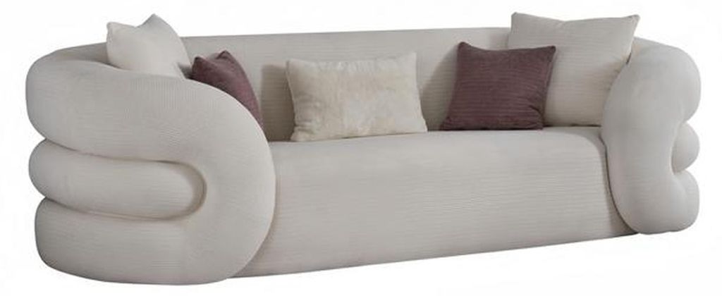 Luxus Couchgarnitur Sofa 3 sitzer Sessel Dreier Couch Weiß Graurosa