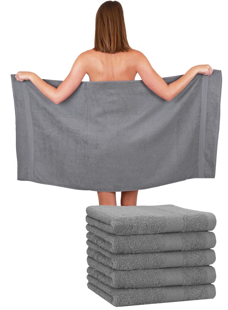 Betz 6 Stück Duschtücher 70 x 140 cm PREMIUM 100% Baumwolle Liegetuch Strandtuch Farbe: anthrazit