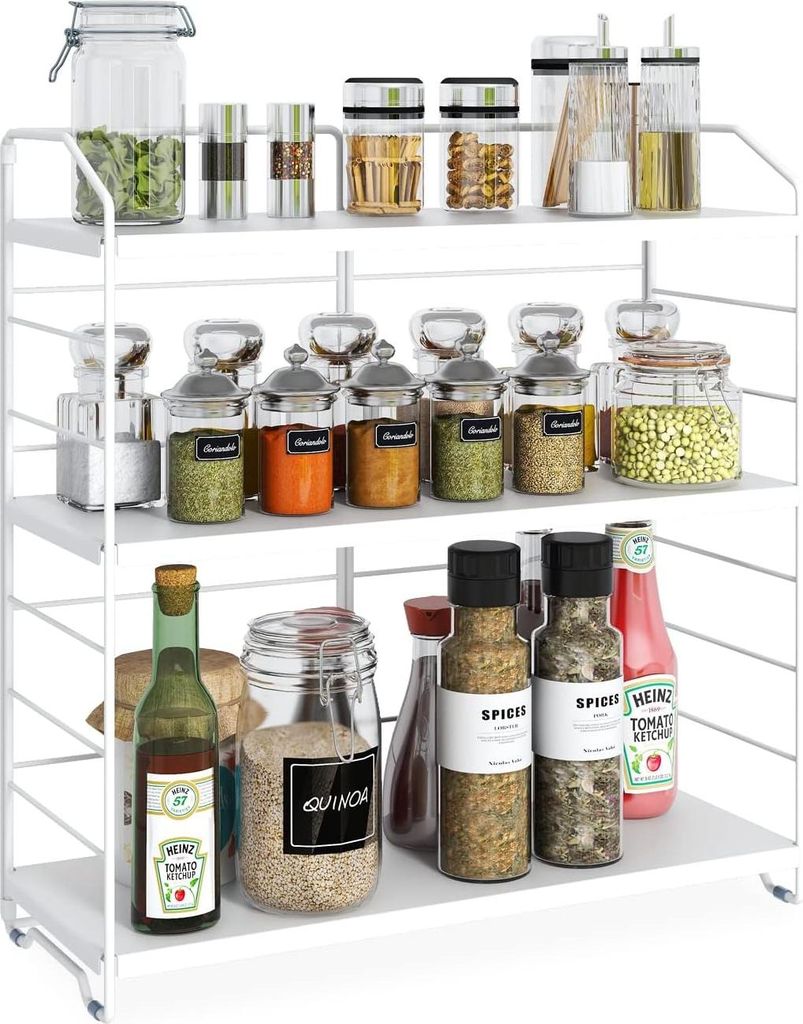 Kräuterregal Organizer - 3-lagig verstellbar - Freistehend - Weiß