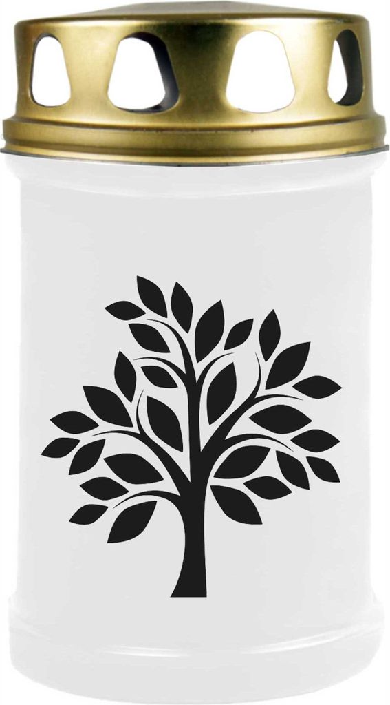 Bougie funéraire Blanc 48h ( couvercle or ) - Arbre Image du produit 
