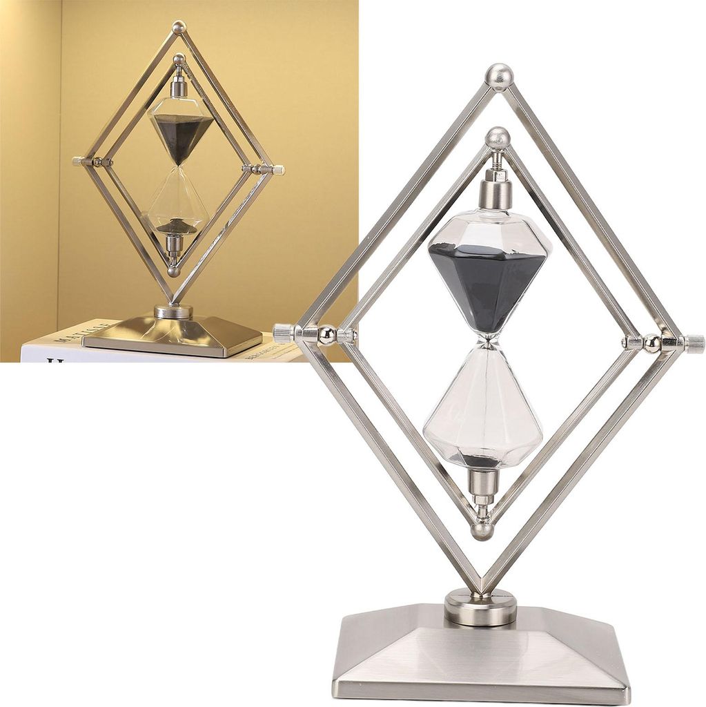 Retro-Sanduhr-Uhr, 30 Minuten drehbare Sanduhr, Lernzubehör, Metall-Sanduhr-Timer für Schreibtisch, Bücherregal