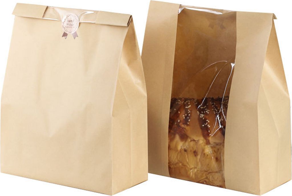 50 Stück Toastbeutel, Brotbeutel aus lebensmittelechtem Kraftpapier mit klarem Fenster, langlebige Brotverpackungsbeutel für die Bäckerei