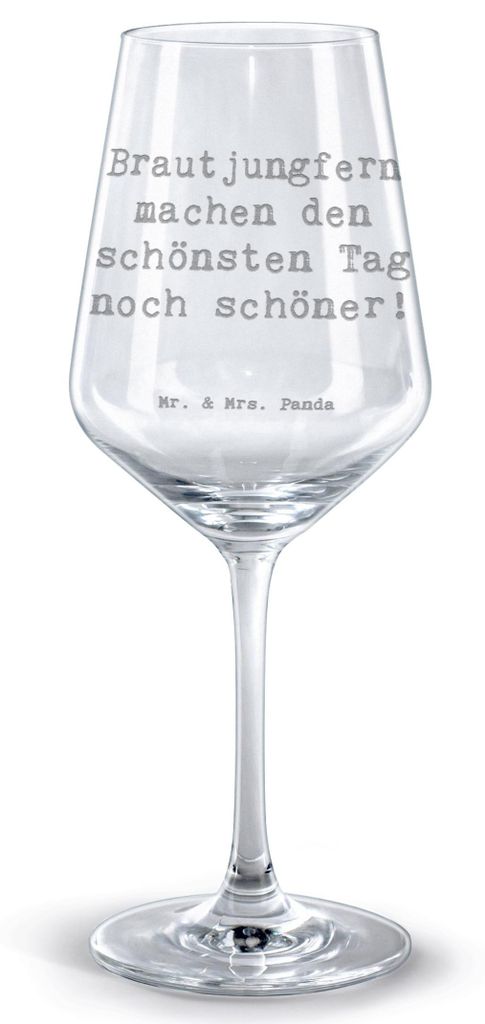Mr. & Mrs. Panda glas für rotwein Spruch Brautjungfern Wunder - Transparent - Geschenk, Kelch, schöner machen, schönsten Tag, Weinglas, graviert...