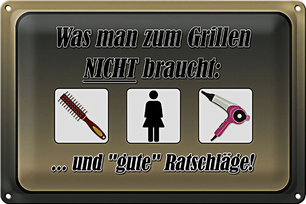 Blechschild Spruch 18x12cm was zum Grillen nicht braucht
