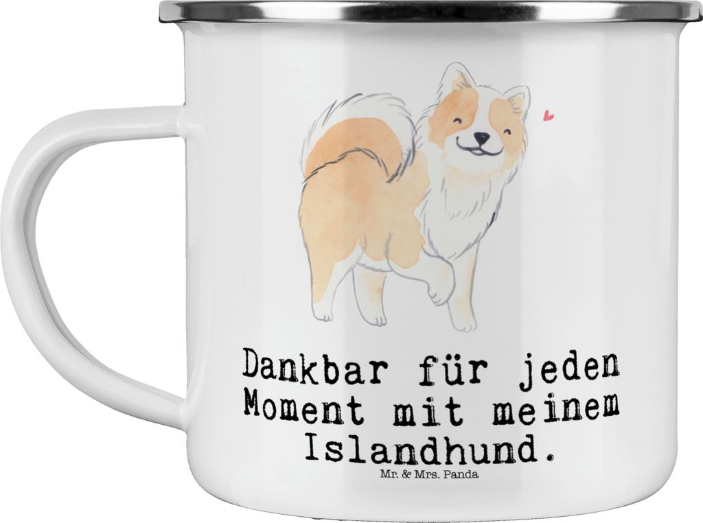 Mr. & Mrs. Panda Teetasse Islandhund Moment - Weiß - Geschenk, Haferl, Emaille Tasse, Isländischer Schäferhund, Teebecher, Pott