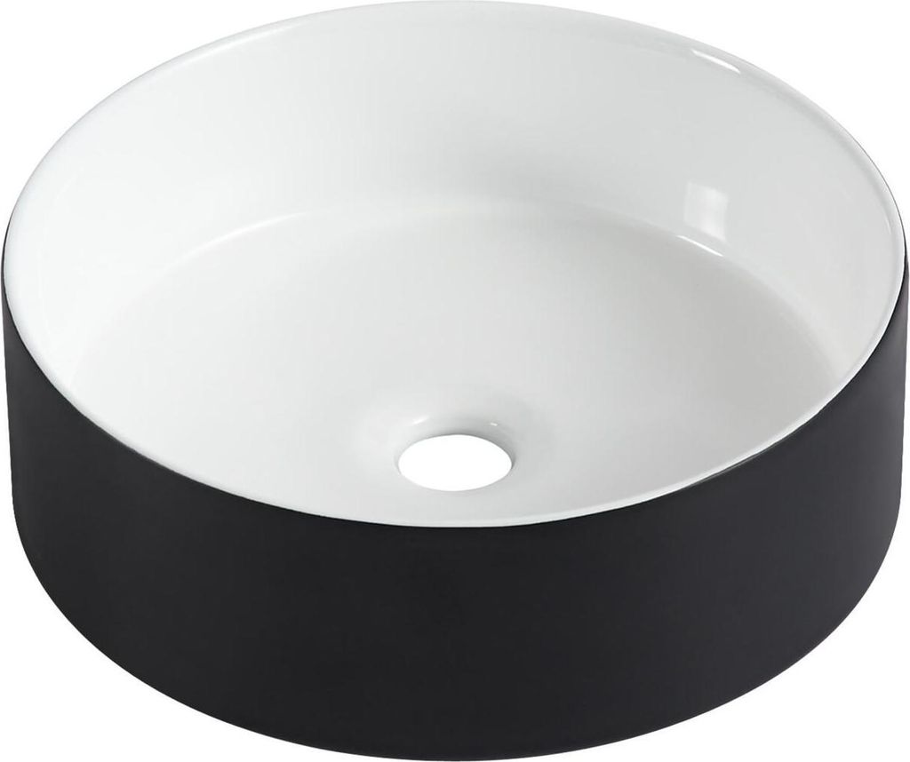 Aufsatzwaschbecken L.36 x H.12 x T.36 cm weiß/schwarz LUMA