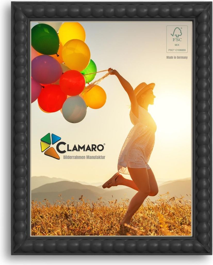 Bilderrahmen Schwarz Bubble nach Maß Holz 20mm, Größe:33x24