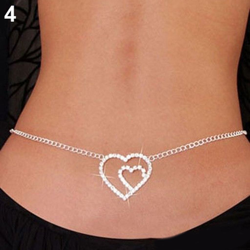Frauen Strass Schmetterling Tanz Körper Bauch Taille Kette Modeschmuck-4