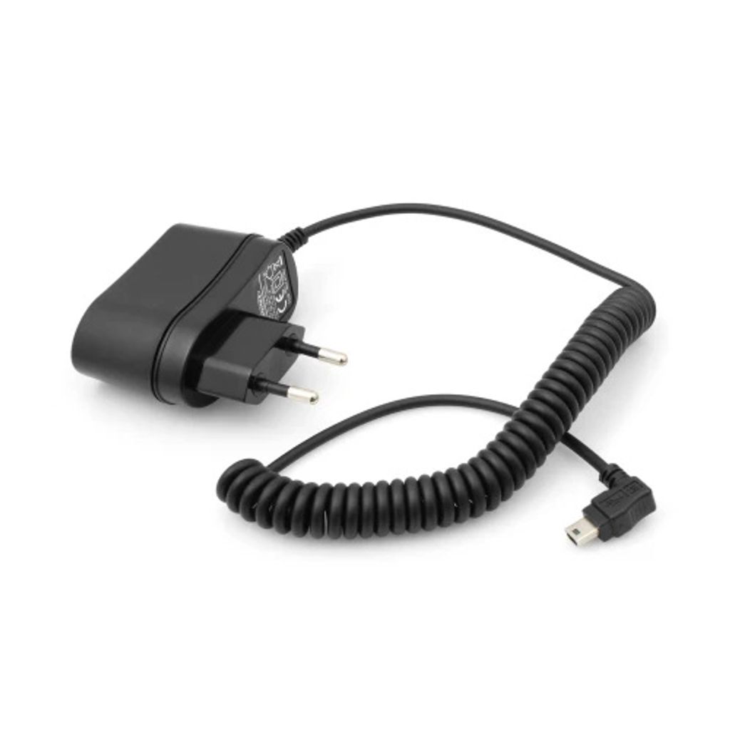 System-S Mini USB 2.0 Ladegerät 90 Grad gewinkelt Winkelstecker Reise Netzteil (Eurostecker Type C) Ladekabel Spiralkabel ca. 150 cm