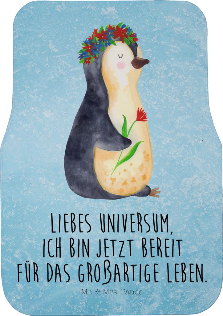 Mr. & Mrs. Panda Fußmatte Fürs Auto Pinguin Blumen - Eisblau - Geschenk, Automatte, Motivation, Geschenkidee, Wünsche, Autoteppich, Teppich, Aut...