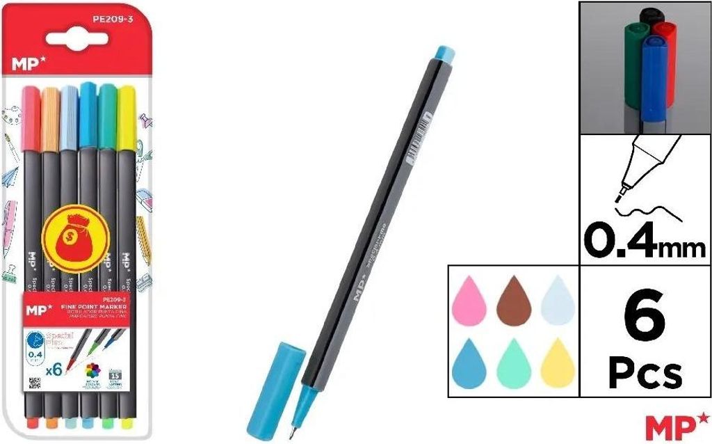 Feinstift 0,4 mm, 6 Farben – MP Main Paper