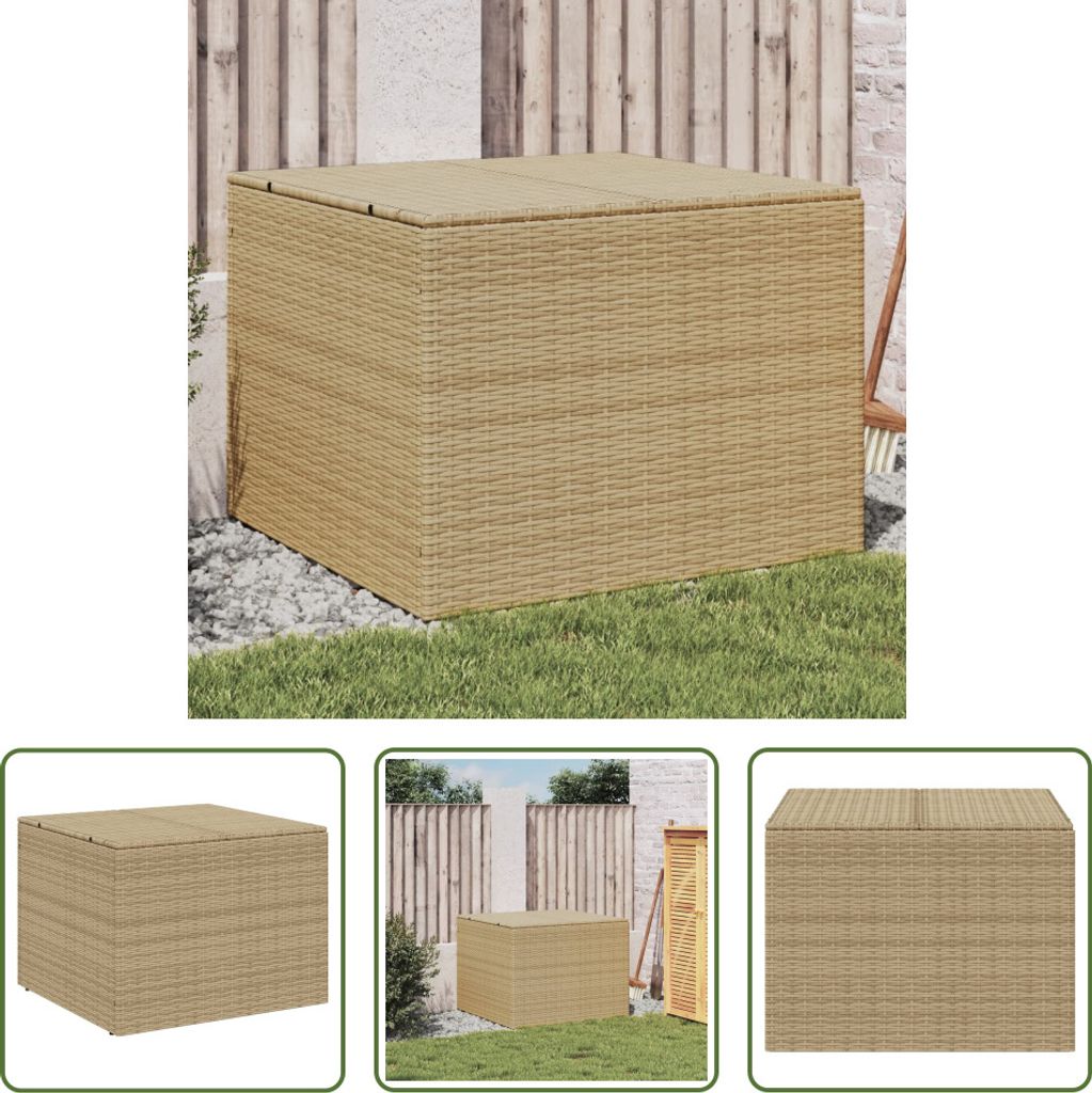 The Living Store Gartentruhe Beige 291L Poly Rattan