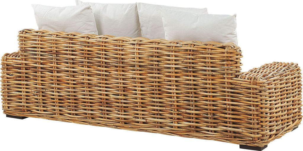 BELIANI Sofa ogrodowa naturalna rattanowa 3-osobowa kanapa Zdjęcie produktu 5