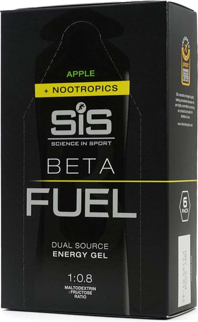 Science in Sport - SiS Beta Fuel - Dual Source Energy Gel Nootropics - Apfel geschmack - 40g Kohlenhydrate pro Gel - 6 x 60ml