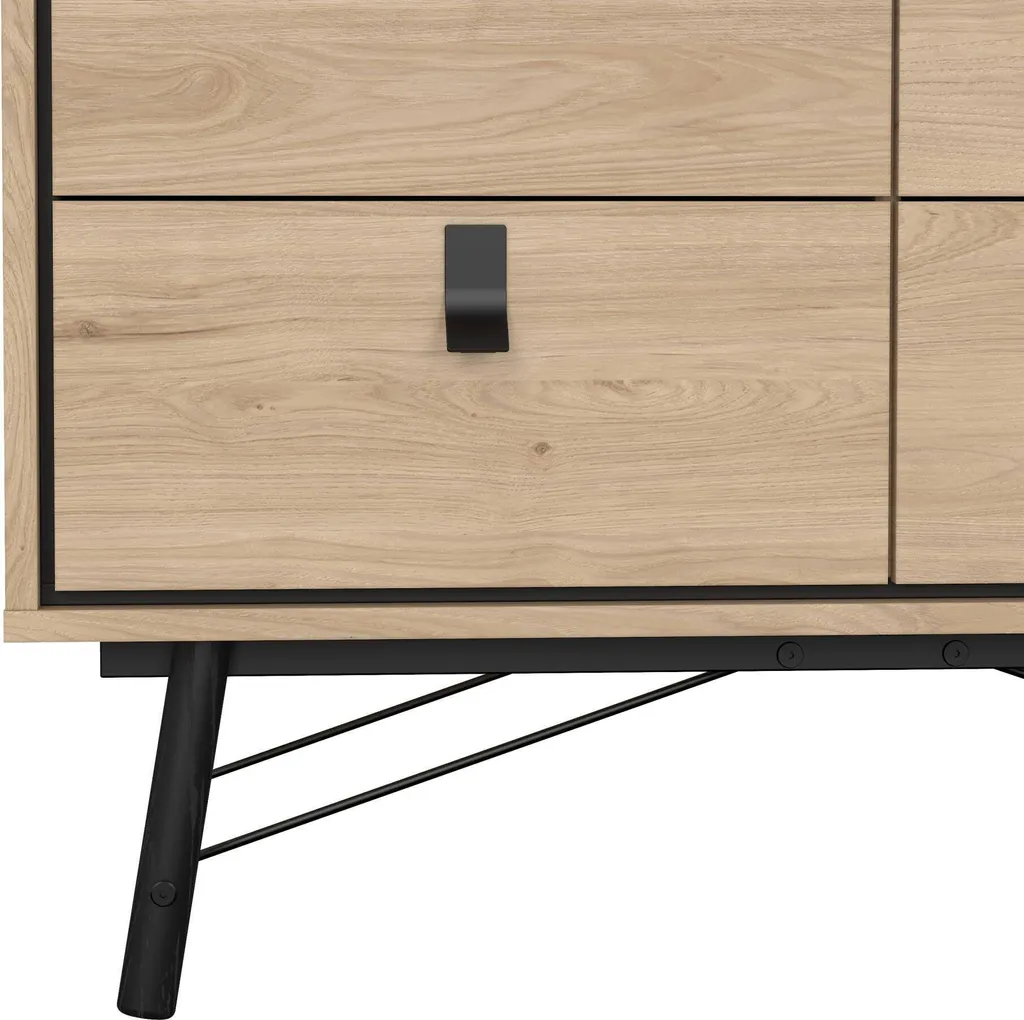 Buffet Maka 102cm : Solution de Rangement Chêne Brun pour Petit Espace - 6