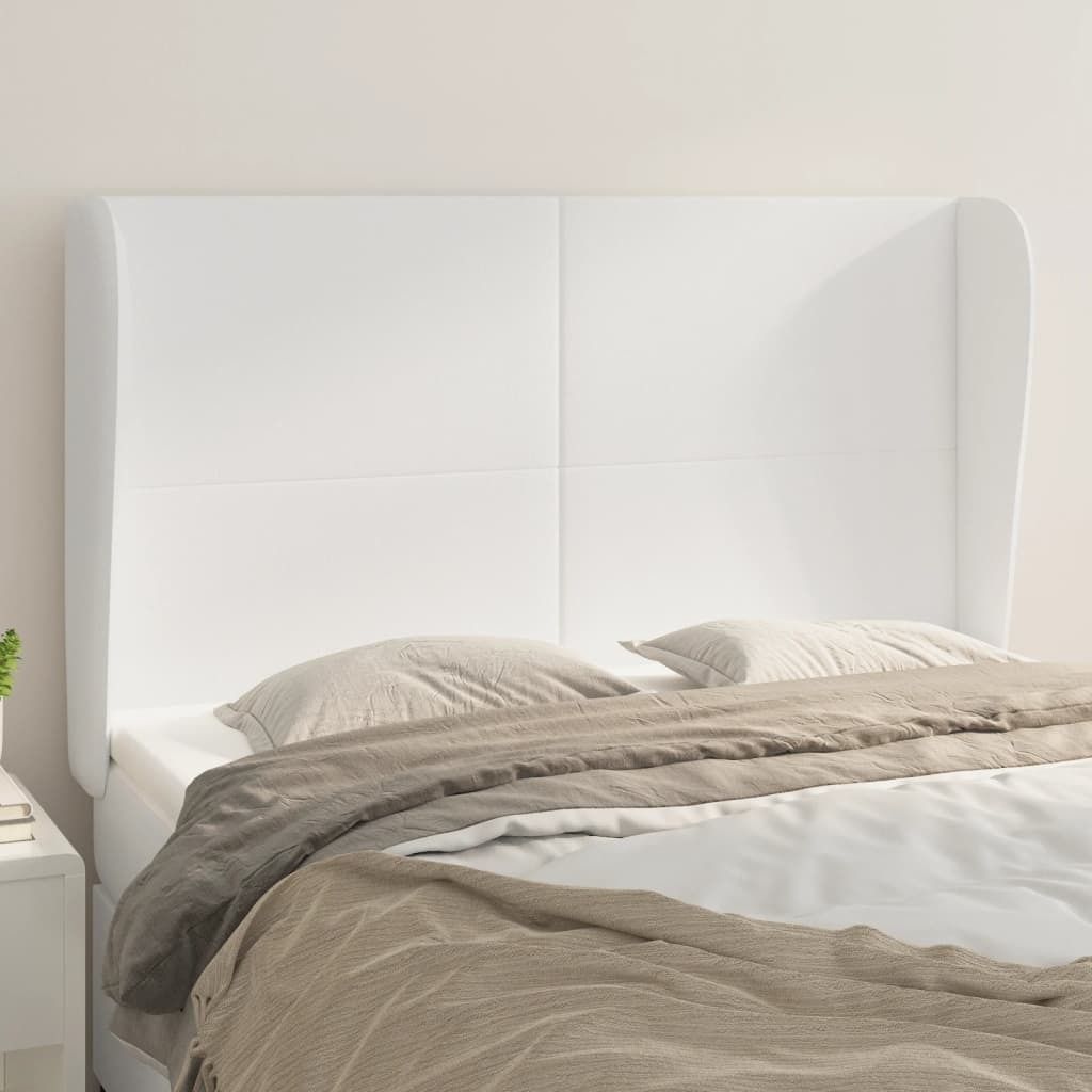 vidaXL Kopfteil mit Ohren Weiß 147x23x118/128 cm Kunstleder - Kopfteil - Kopfteile - Bett-Kopfteil - Bettkopfteil