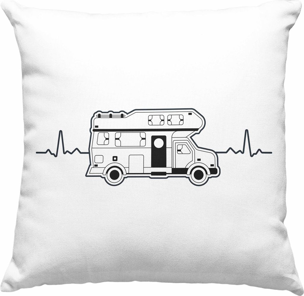 Trendation - Wohnwagen Camper Deko-Kissen mit Füllung 40x40 Geschenke Wohnmobil für Männer Campingwagen Geschenkidee Zubehör Camping Opa Oma Re...