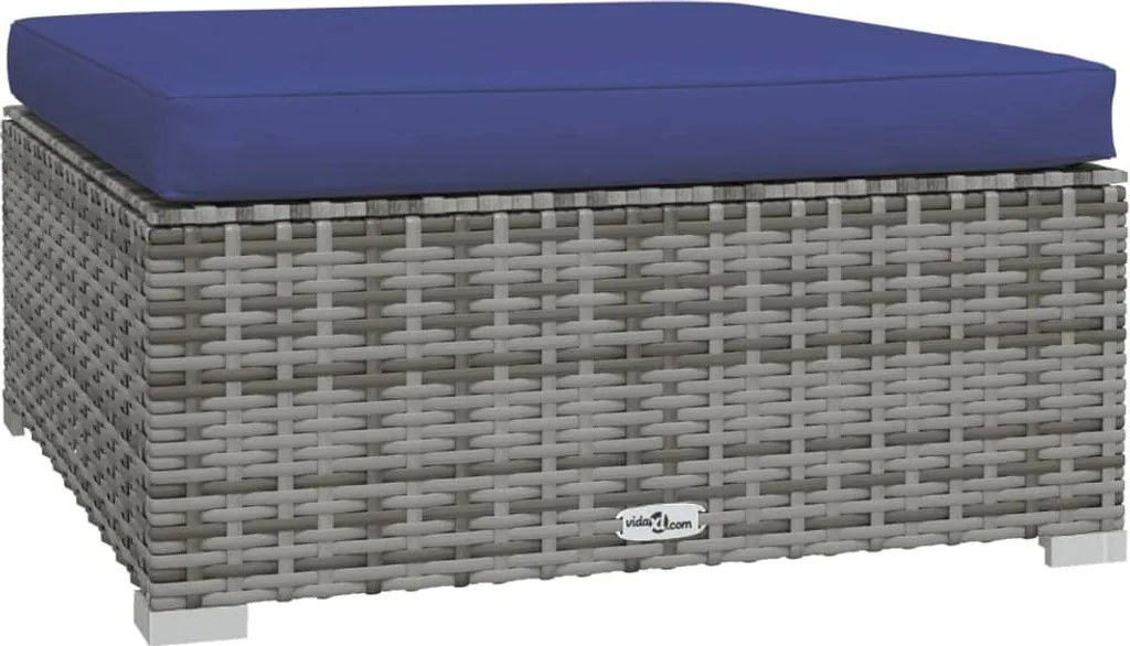 Pouf da Esterno Poly Rattan Grigio 70x70x30 cm | Arredo Giardino