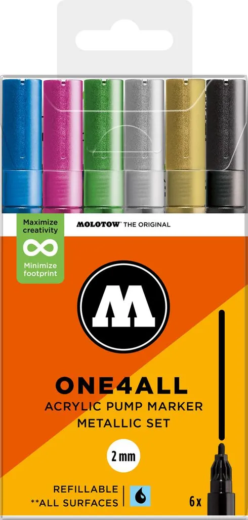 Pennarelli Acrilici Molotow One4All 2mm: Set 6 Colori Alta Coprenza