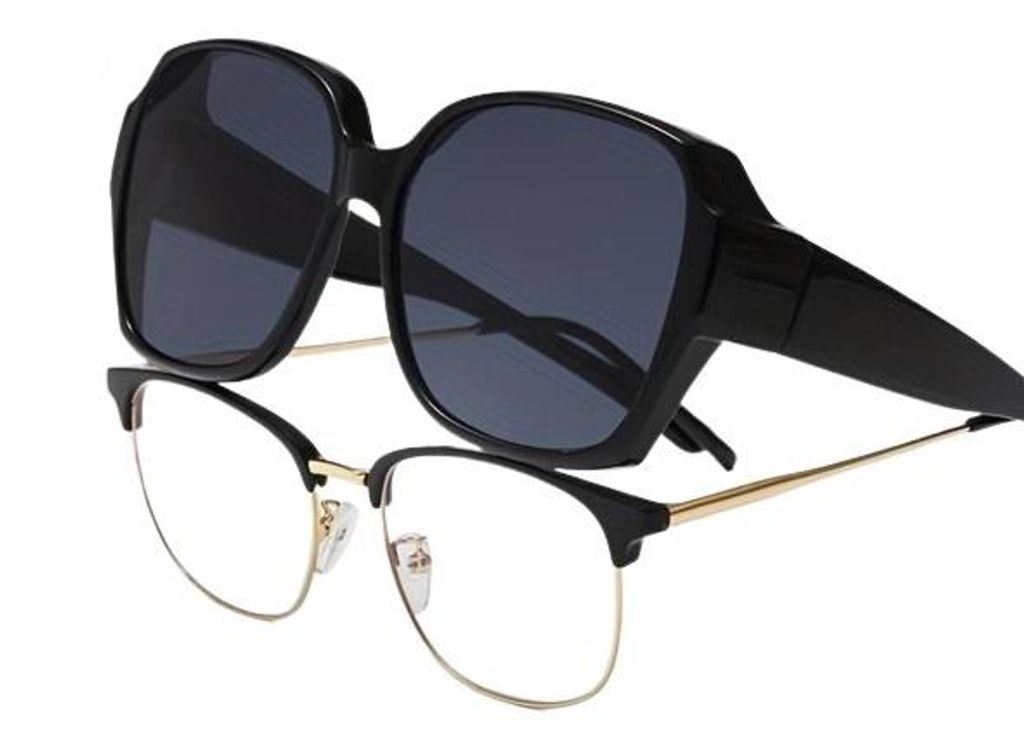 GKA A Überzieh Sonnenbrille für Brillenträger schwarz Fit Over Übersonnenbrille Überziehbrille Überbrille Damen und Herren UV-Schutz