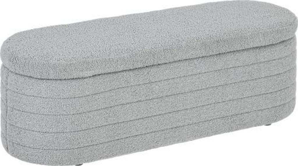 Schlafzimmer Bettbank 116x41x40,5cm Teddy Mit Stauraum Holzbeine Hohe Stabilitaet Fleece Belastbarkeit 120kg Hellgrau Sitzbank