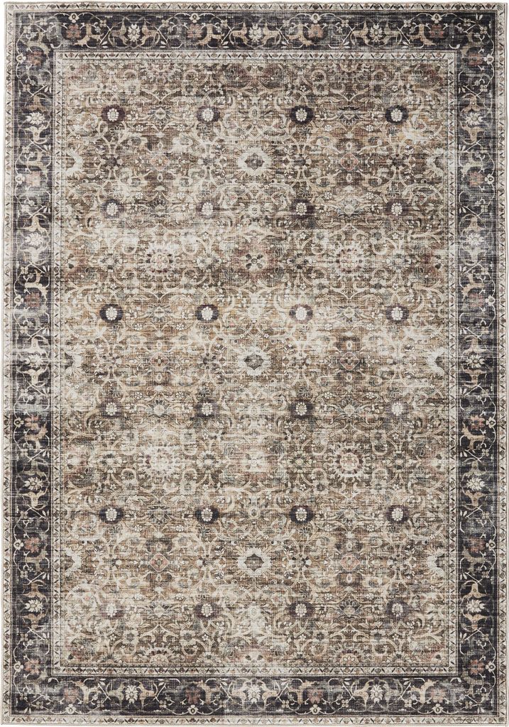 Waschbarer Teppich George Anthrazit/Taupe 140x200 cm Wohnzimmer Rechteckig benuta