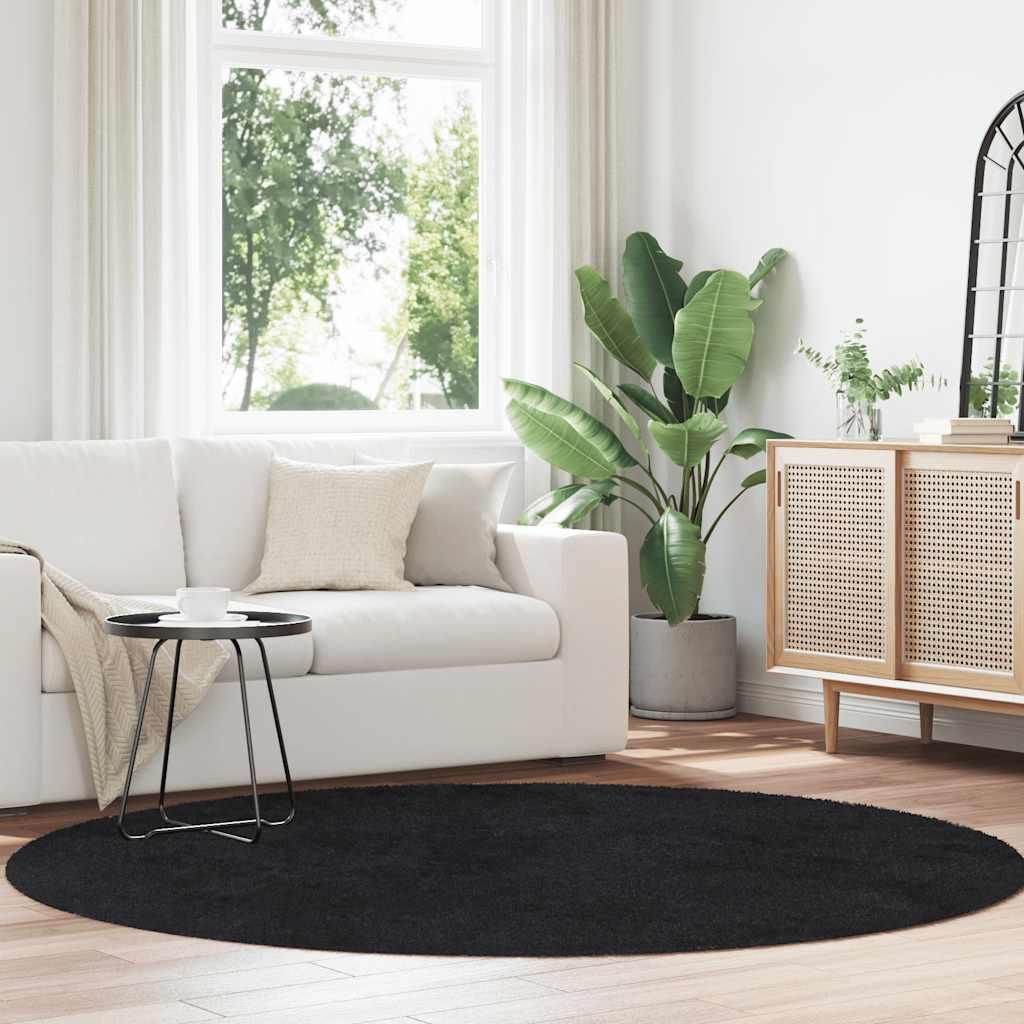 "im Angebot" Teppich Shaggy Hochflor NAVARRA Schwarz 200x200 cm Polyester - Designerteppiche CC18579