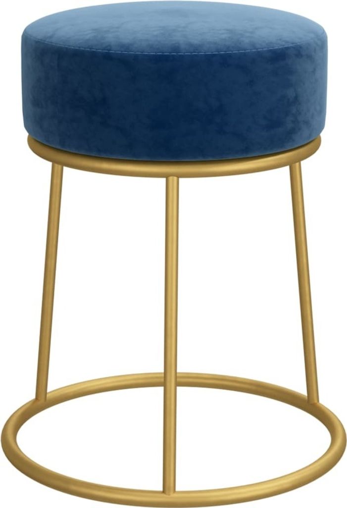dkd-home-decor Runder Hocker aus Samt in Blau, 30 x 38 cm