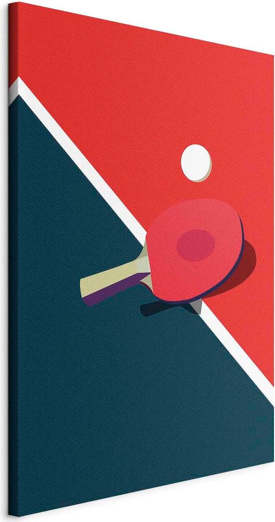 Italienischer Leinwand Leinwandbild - Table Tennis - Racket and Ball on the Table 70x35 cm Abstrakt i-B-10056-b-a