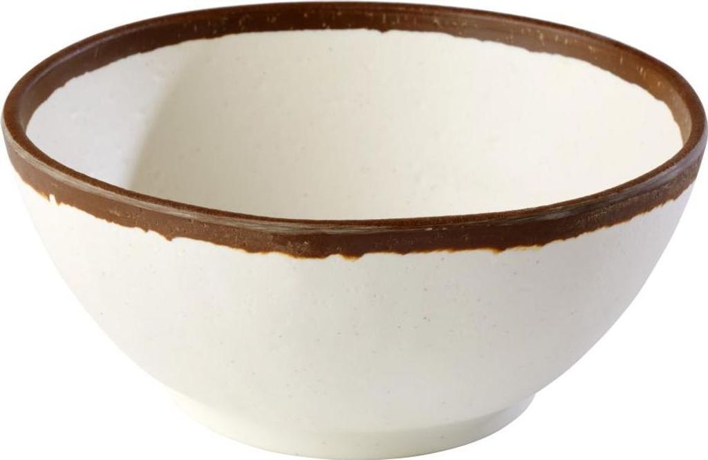 APS 84571 Schale CROCKER, Ø 16 cm, Höhe 7 cm, 0,7 Liter, Melamin, creme mit braunem Rand