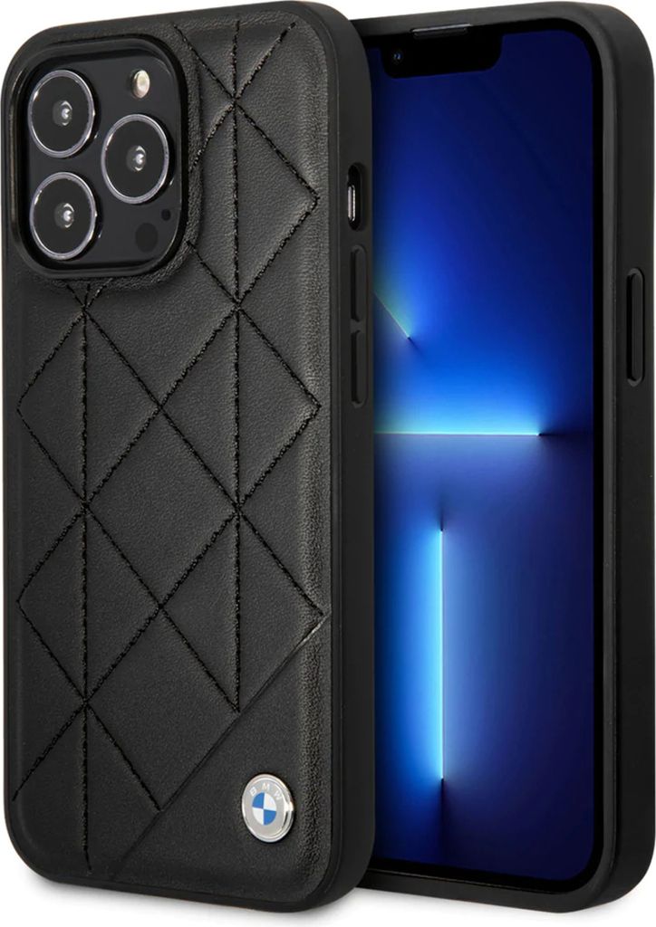 BMW Leder gesteppt iPhone 14 Pro Hlle (Schwarz)