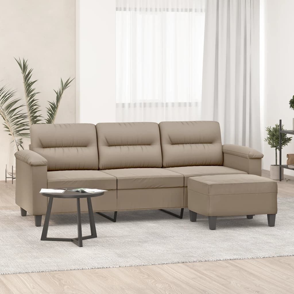 Maison Exclusive - 3-Sitzer-Sofa mit Hocker Taupe 180 cm Mikrofasergewebe