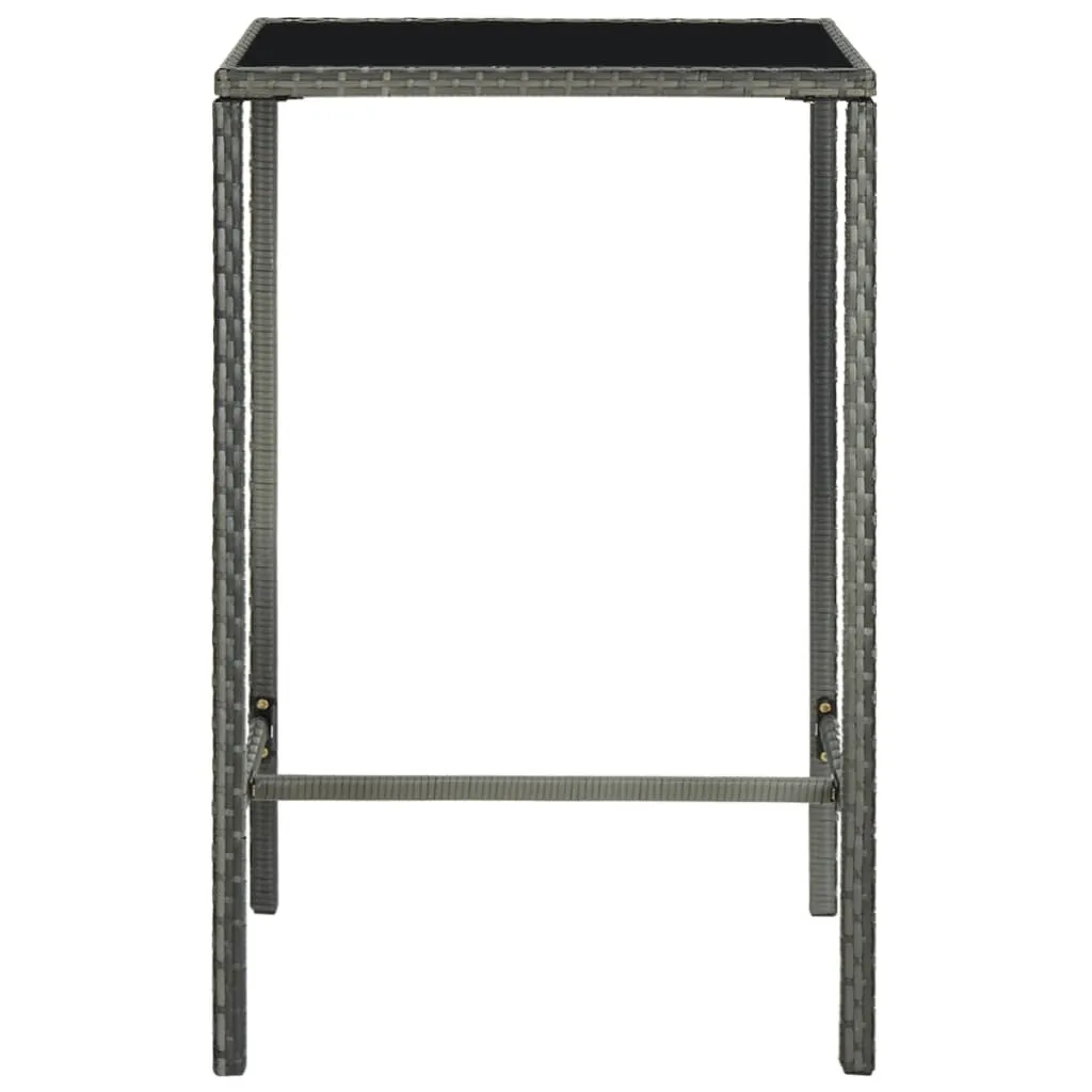 Tavolo Bar Giardino Grigio 70x70x110 cm Poly Rattan e Vetro | Offerta - 2