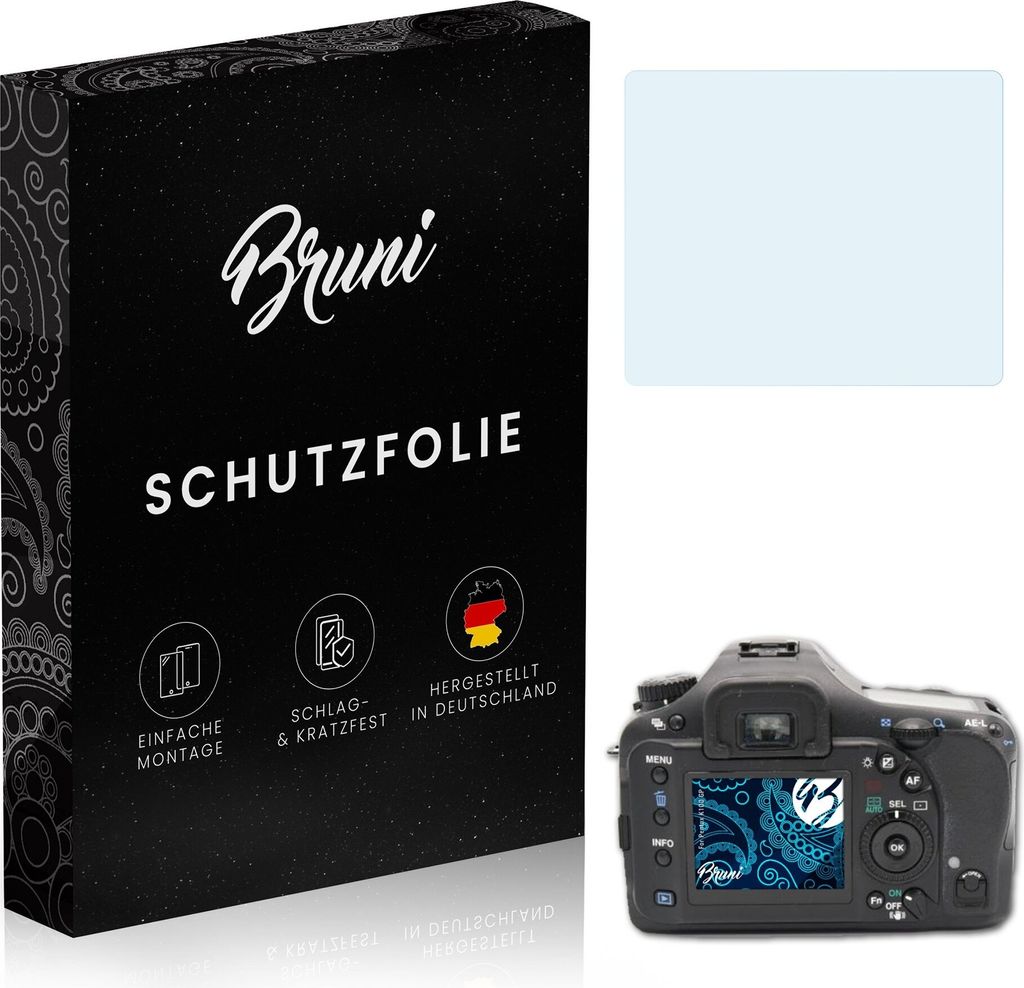 Bruni Basics-Clear 2x Schutzfolie kompatibel mit Pentax K10D GP Folie