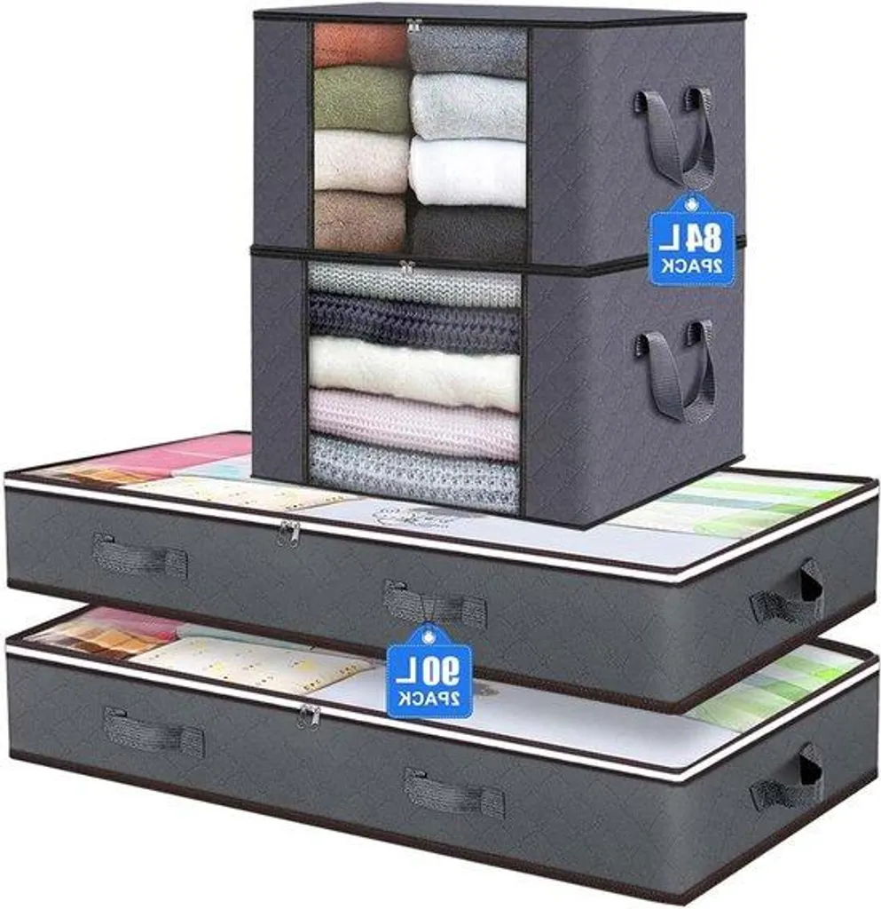 Bac de rangement sous lit 90L grande capacité pour couettes et linge