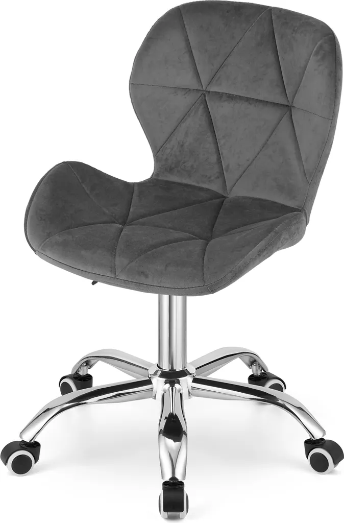 Fauteuil de bureau pivotant en velours gris design chic et confortable