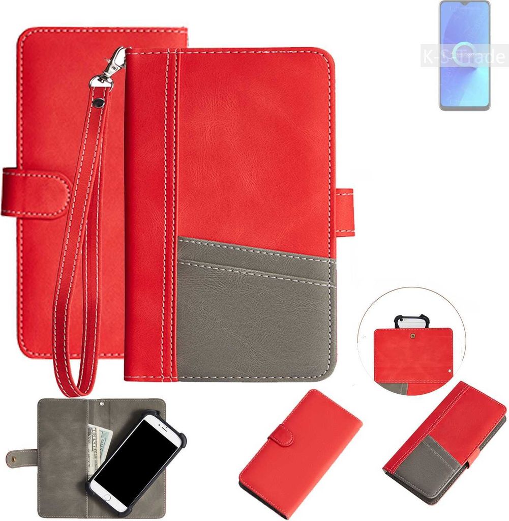 K-S-Trade Handy Schutzhülle für Alcatel 3L Hülle Portemonnee Brieftasche Klapphülle Kartenfächer Flip Wallet Case Etui