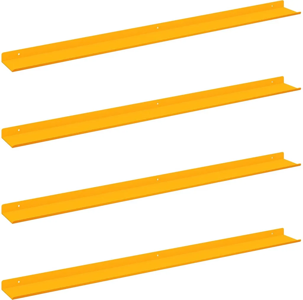 Scaffale Parete 100x9 Acciaio Senape - Set 4 Pezzi Minimalista
