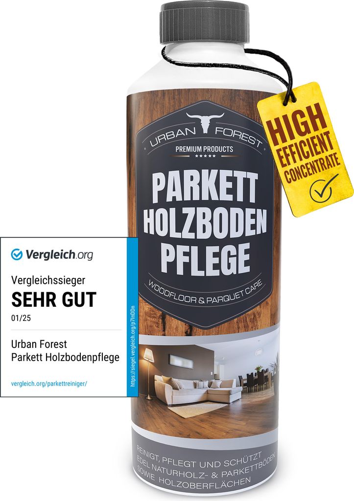 Holz Bodenreiniger & Bodenpflege für Innen und Außen |Pflege & Reiniger Böden|Boden reinigen wie Profis mit Parkett Holzboden von URBAN FOREST 1...
