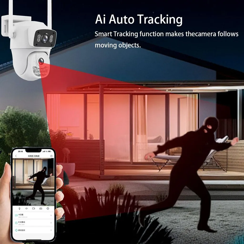 Caméra de surveillance extérieure 8MP 4K Double objectif Vision Nocturne - 5