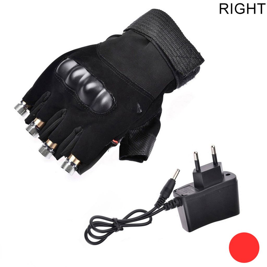 1 Stück links/rechts rot/grün Laser-Lichthandschuh Tanzen Bühnenshow DJ Club Prop-Roter EU-Stecker rechts