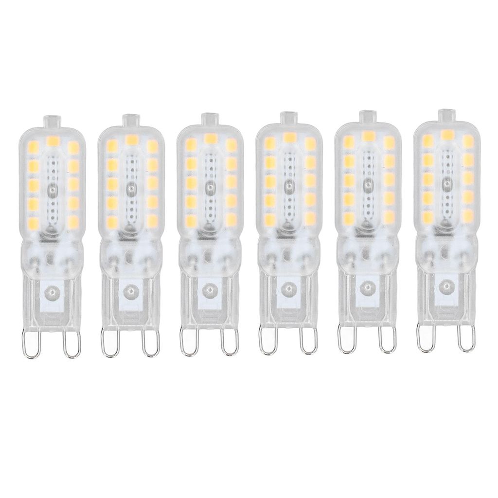6er Set G9 LED Lampen 5W – dimmbar, 22 LEDs, transparentes Produktbild 