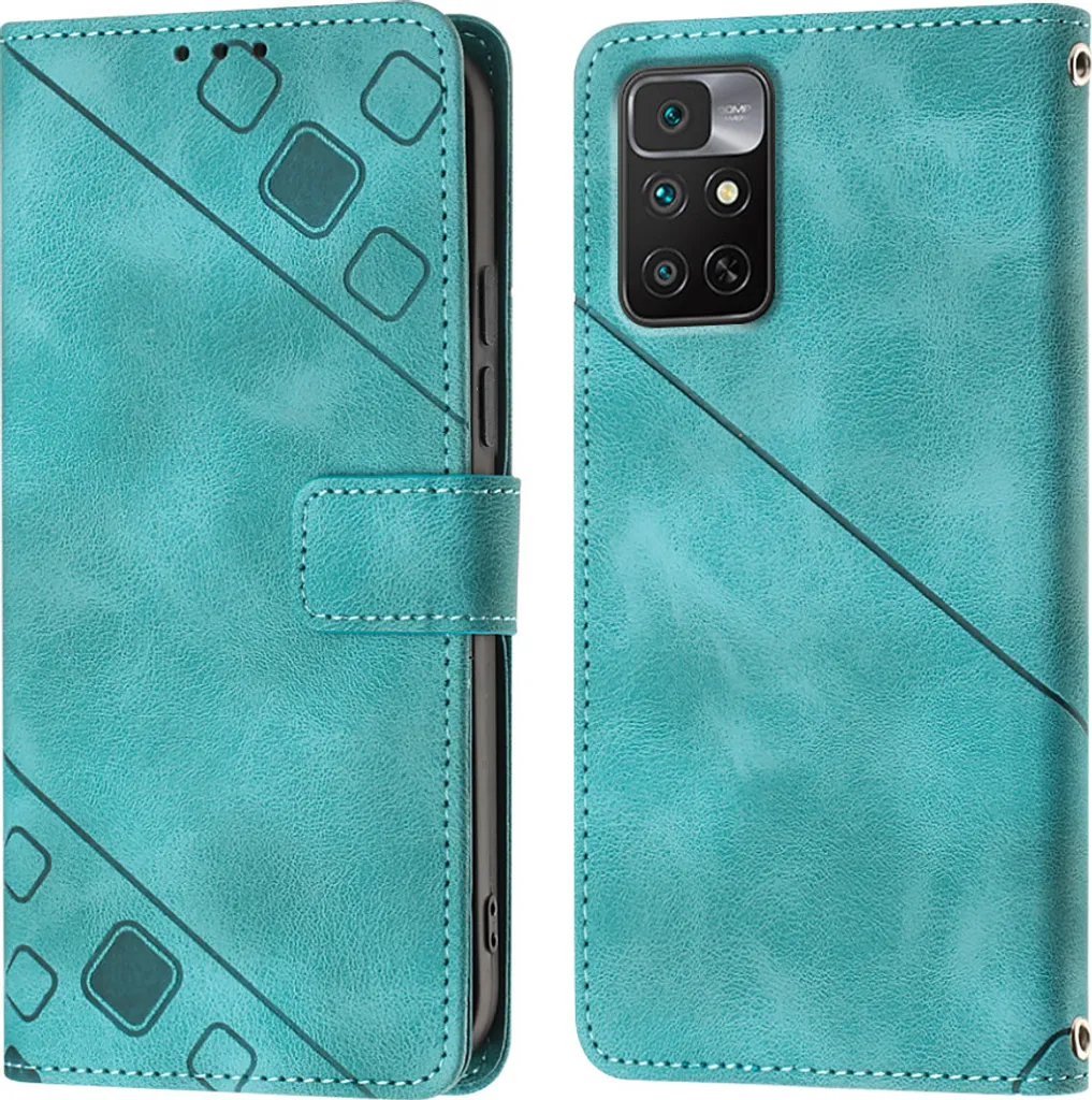 Cover per Xiaomi Redmi 10 Embossed Flip Custodia a portafoglio in pelle con supporto Verde