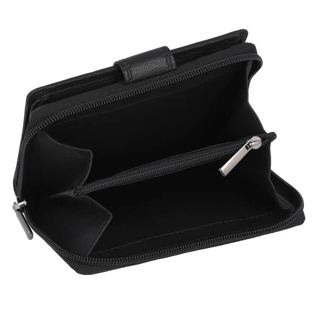 Portafoglio Nero Mano Giulia - Vera Pelle Donna con Zip e 10 Slot - 12