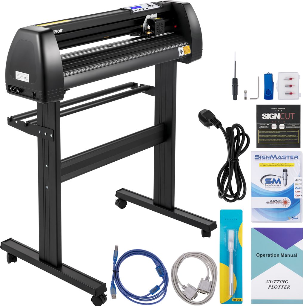 VEVOR Vinyl-Schneidemaschine Schneideplotter, 870 mm, LED-Plotter-Drucker, Präzise Manuelle Positionierung, Softwareunterstützung für MAC- und W...