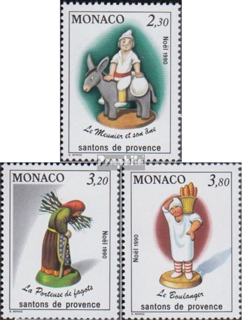 Briefmarken Monaco 1990 Mi 1984-1986 (kompl.Ausg.) postfrisch Weihnachten
