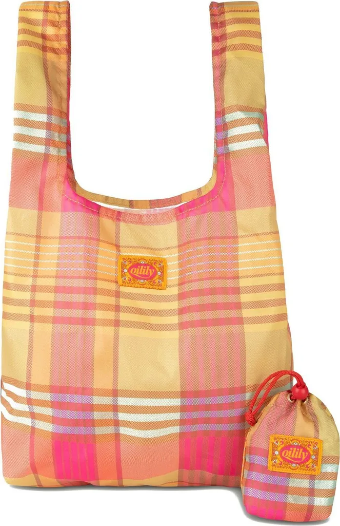 Oilily Sac Shopper Toto Folding Tote Penelope Check Olive Multicolore